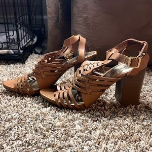Brown Faux Leather Heels
